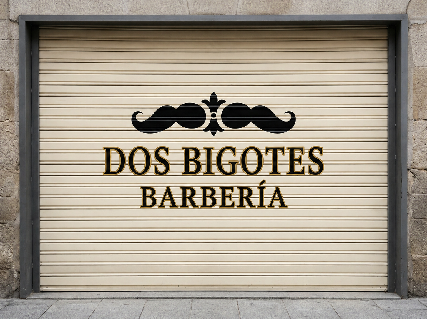 Mural fachada para Dos Bigotes Barbería en Valencia