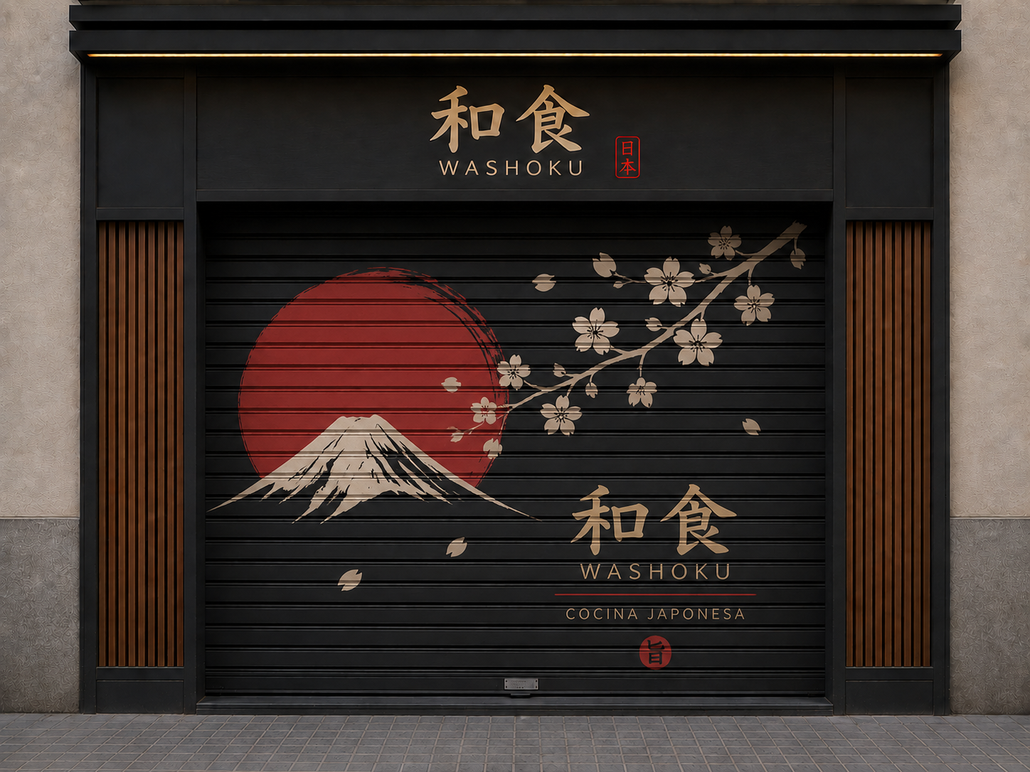 Después del mural publicitario en Washoku cocina japonesa, Valencia